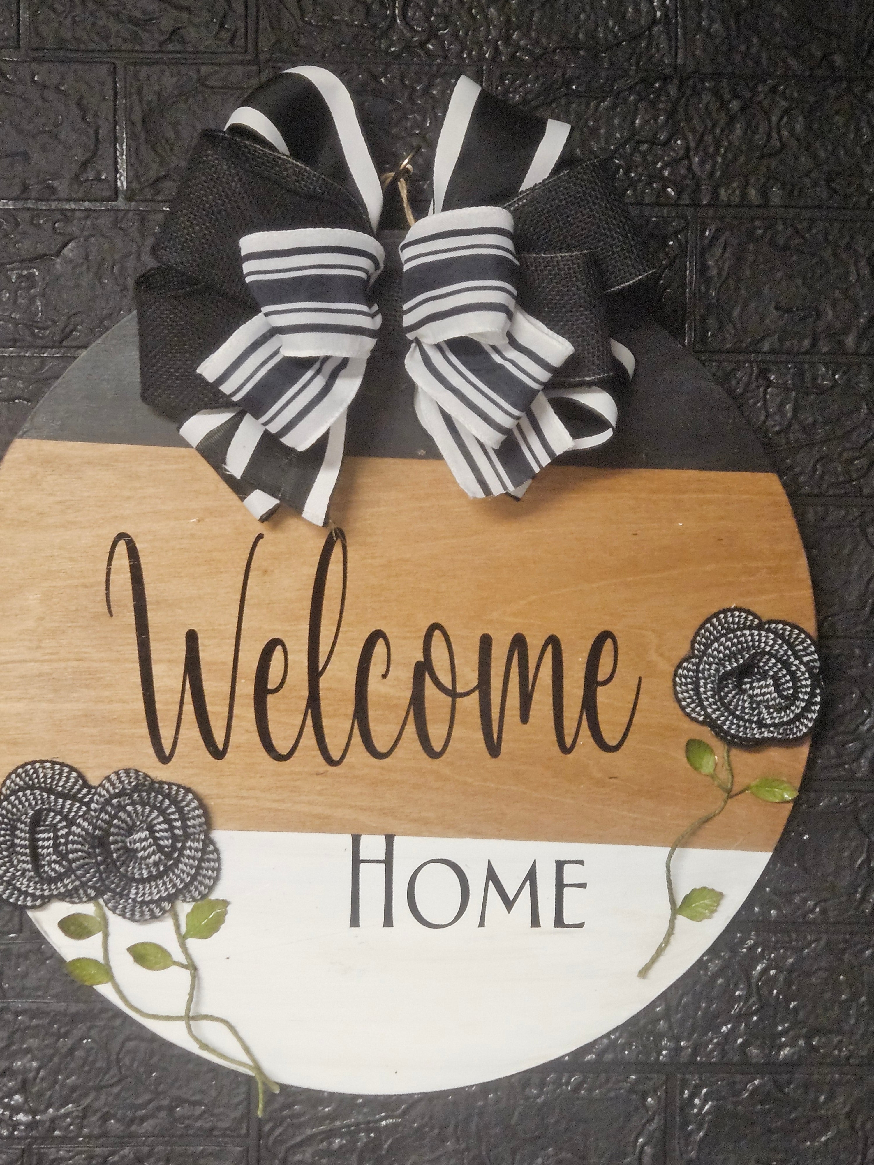 Welcome Home Handcrafted Wood Round Door Sign